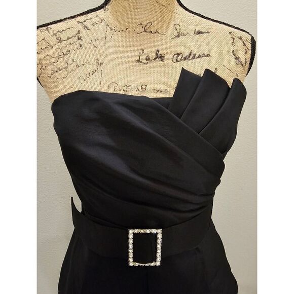 Betsy & Adam Black Mini Strapless Evening Dress Size 10 - Picture 4 of 15